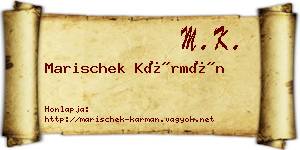 Marischek Kármán névjegykártya